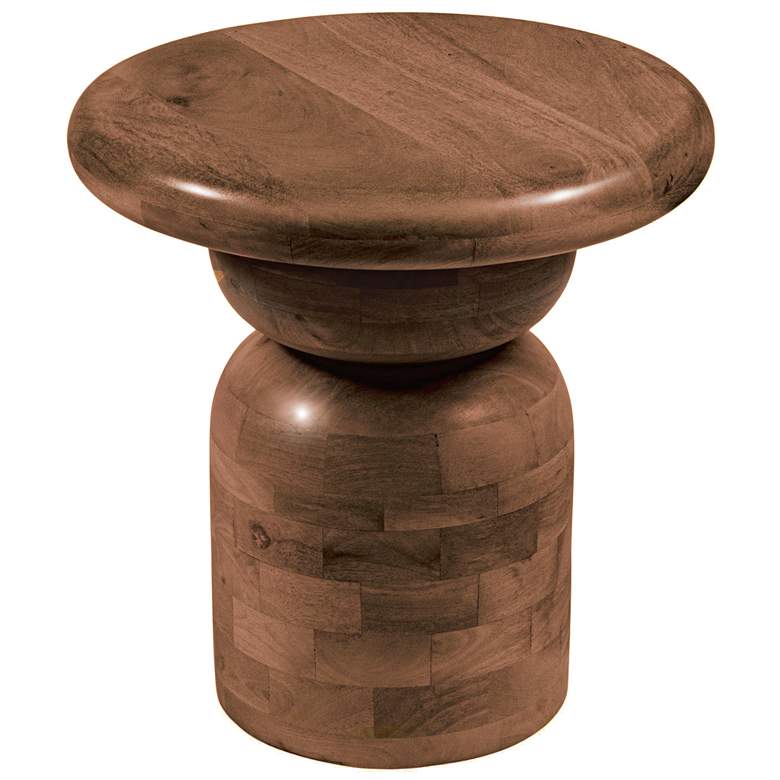 Image 1 Round Mango Wood Accent Table with Stacked End Grain Base