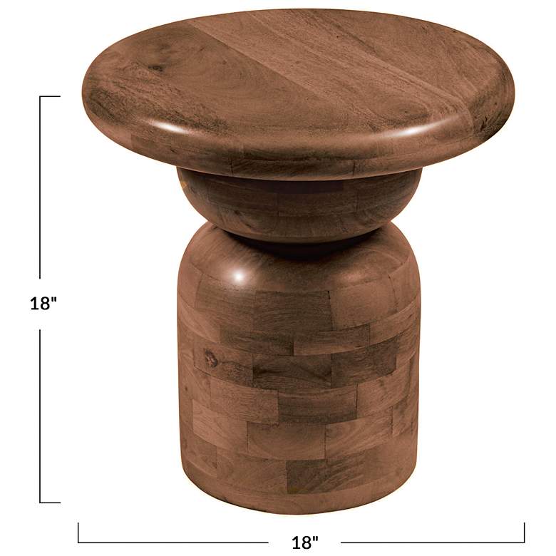 Image 3 Round Mango Wood Accent Table with Stacked End Grain Base more views