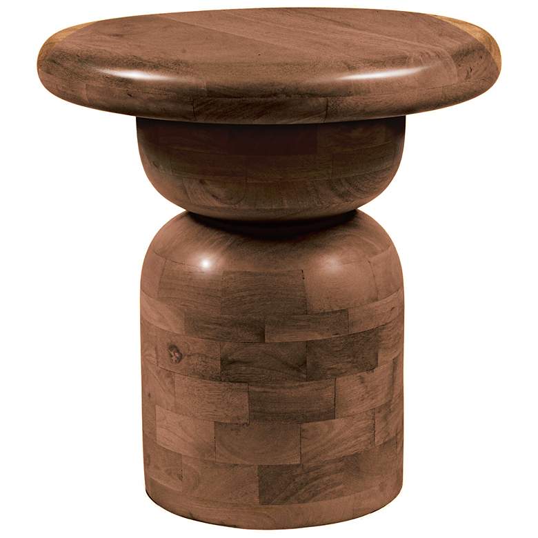 Image 4 Round Mango Wood Accent Table with Stacked End Grain Base more views