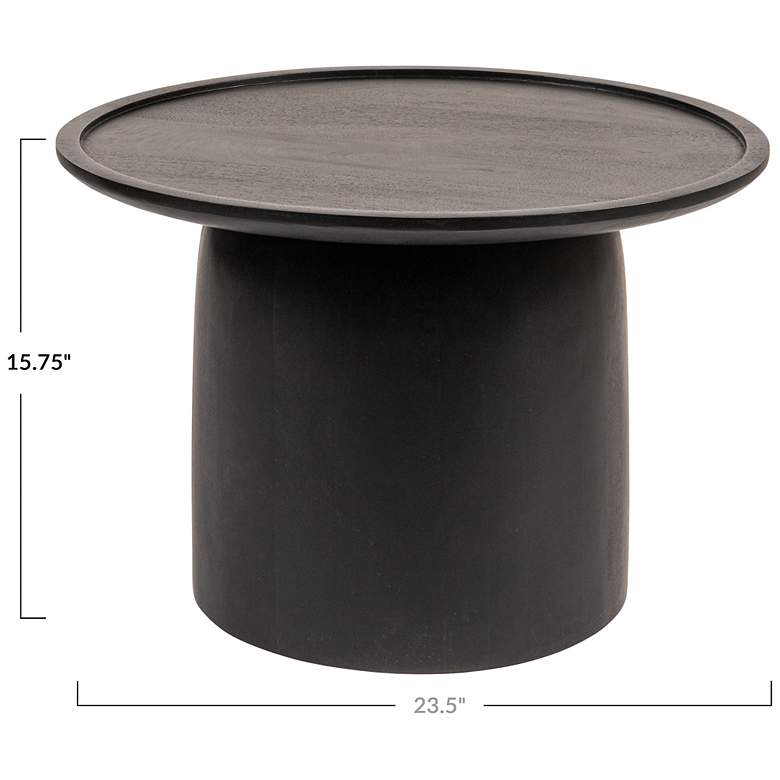 Image 3 Round Mango Wood Accent Table with Tapered Drum Base, Black more views