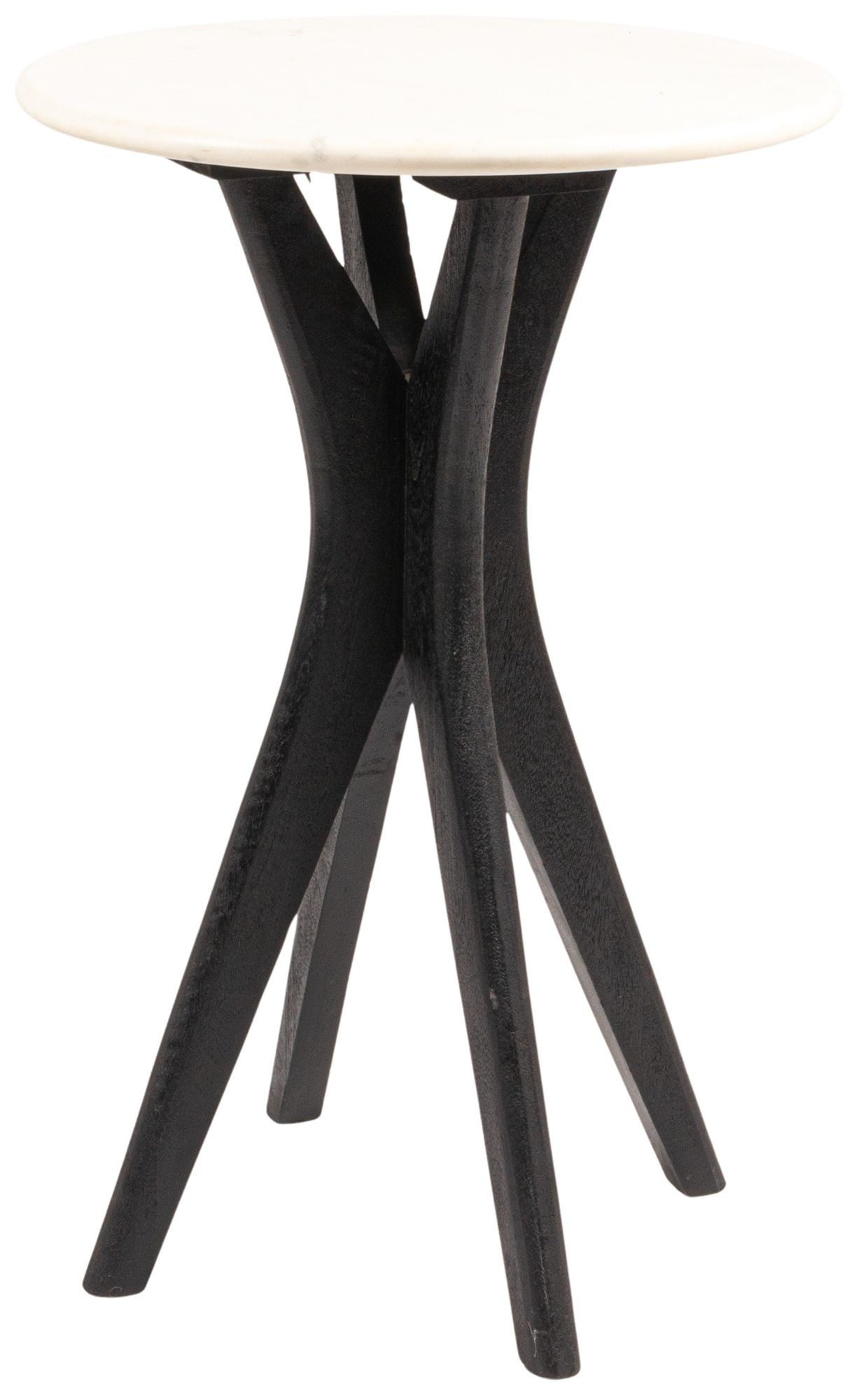 Image 2 Round Mango Wood and Marble Martini Accent Table, Black