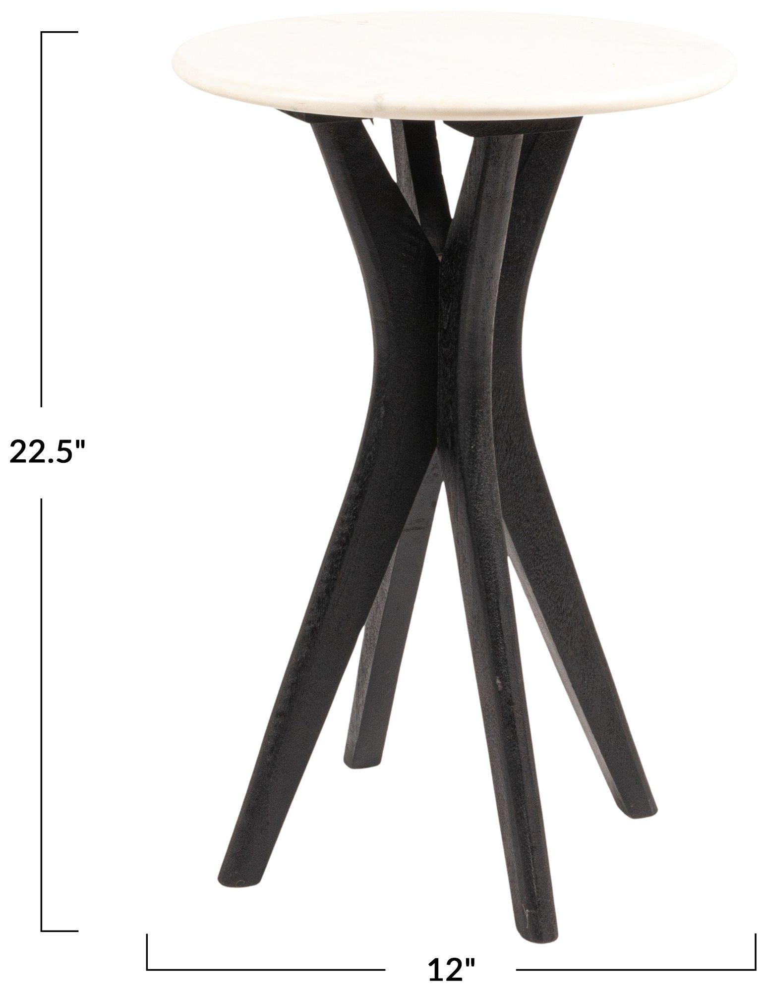 Image 3 Round Mango Wood and Marble Martini Accent Table, Black more views