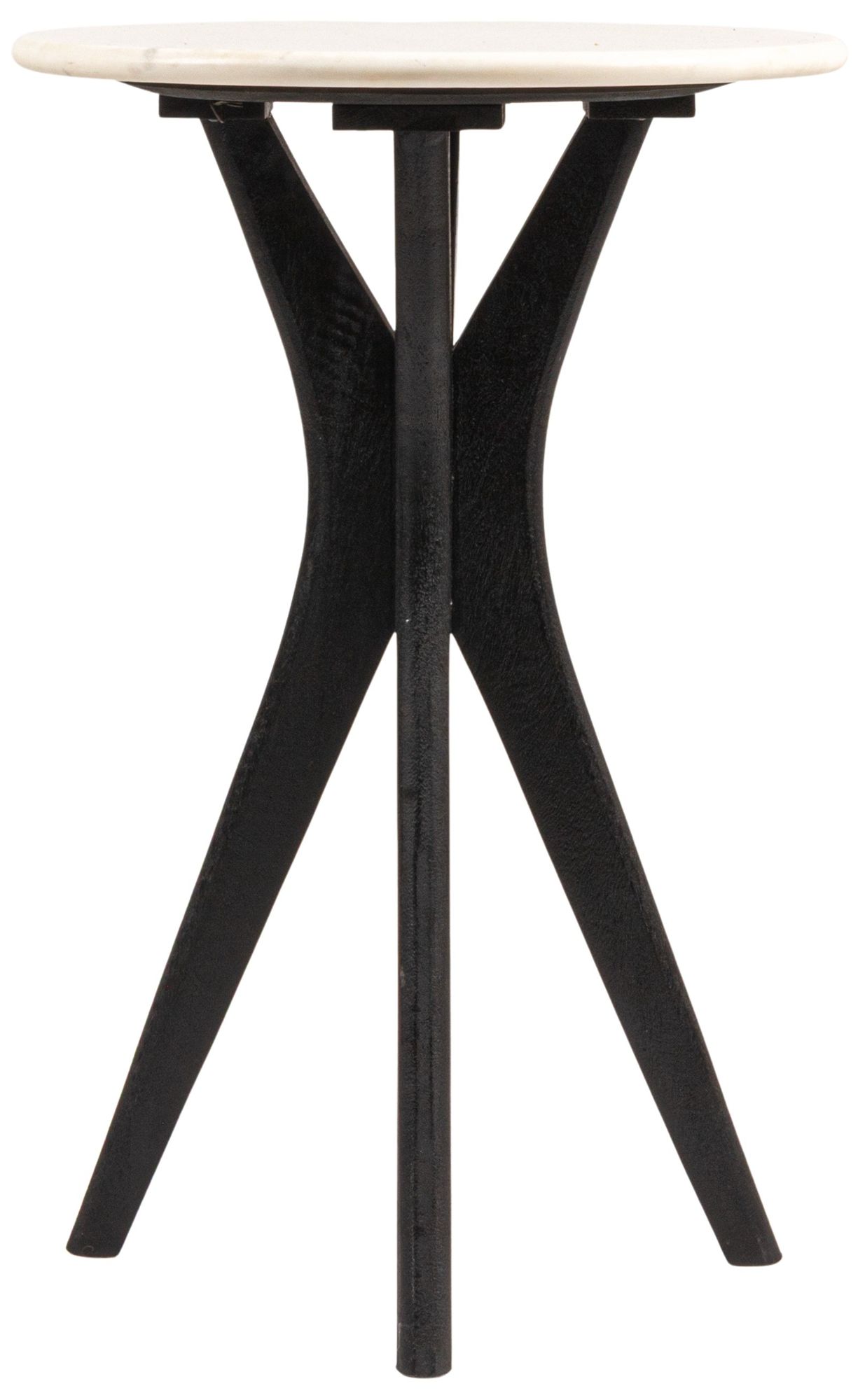 Image 4 Round Mango Wood and Marble Martini Accent Table, Black more views