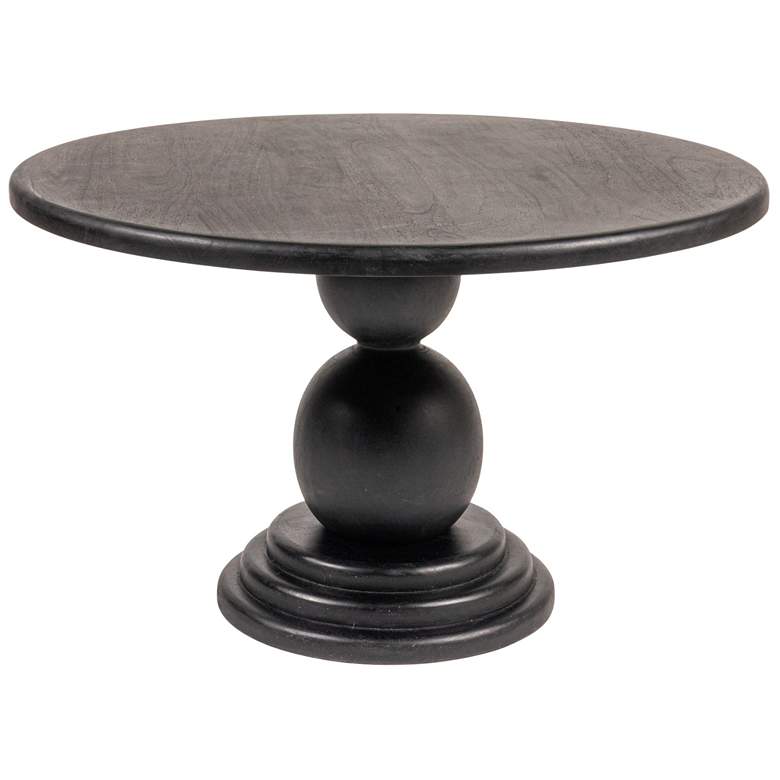 Image 1 Round Mango Wood Bulbed Pedestal Coffee Table, Black