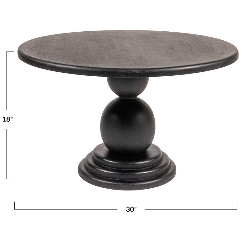 Image 3 Round Mango Wood Bulbed Pedestal Coffee Table, Black more views