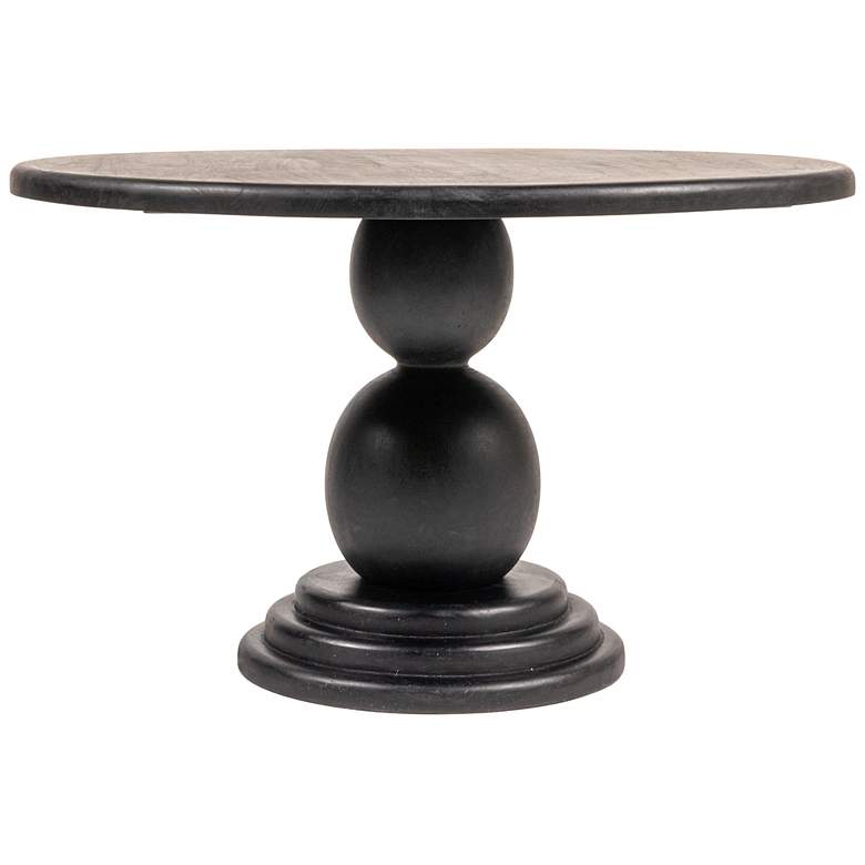 Image 6 Round Mango Wood Bulbed Pedestal Coffee Table, Black more views