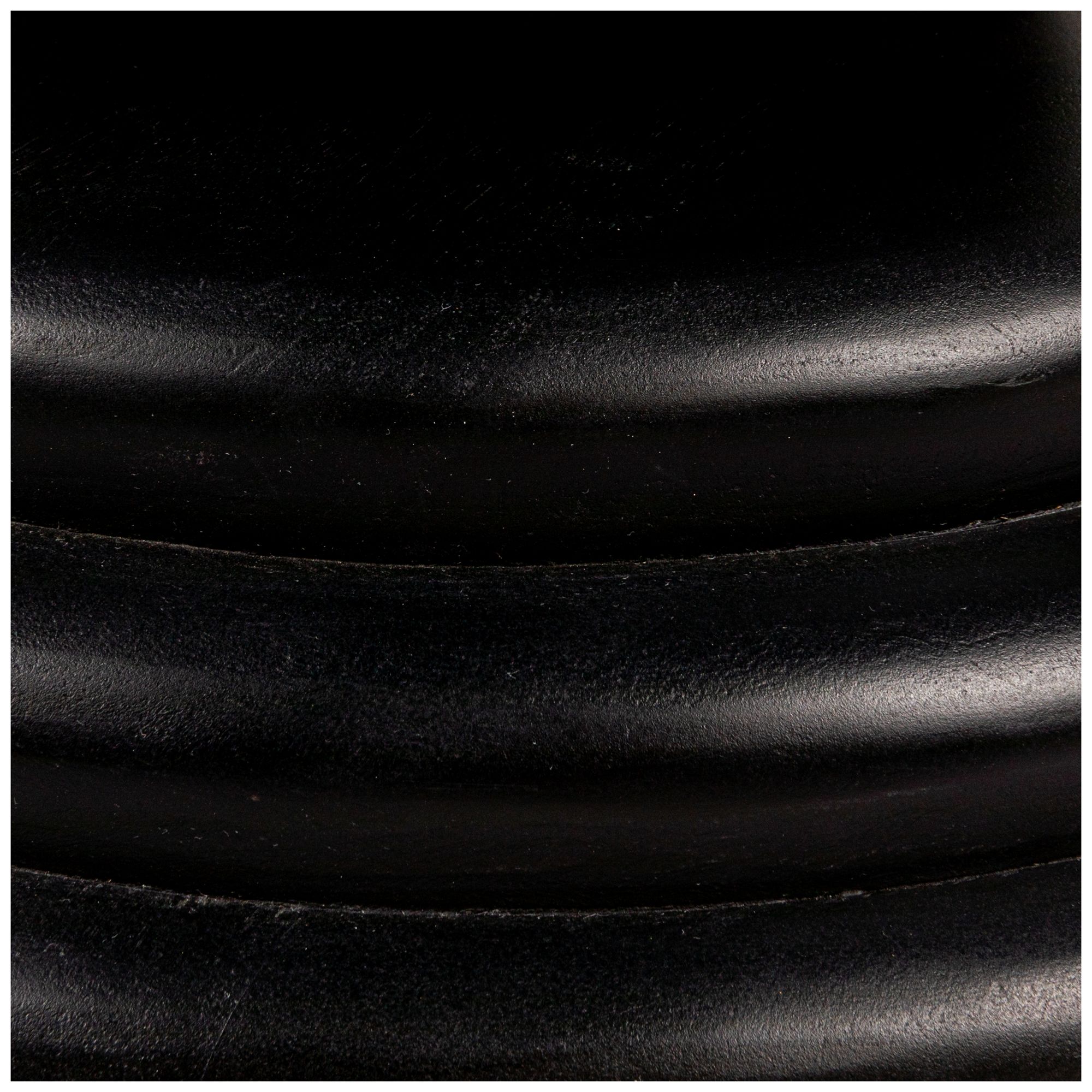 Image 4 Round Mango Wood Bulbed Pedestal End Table, Black more views