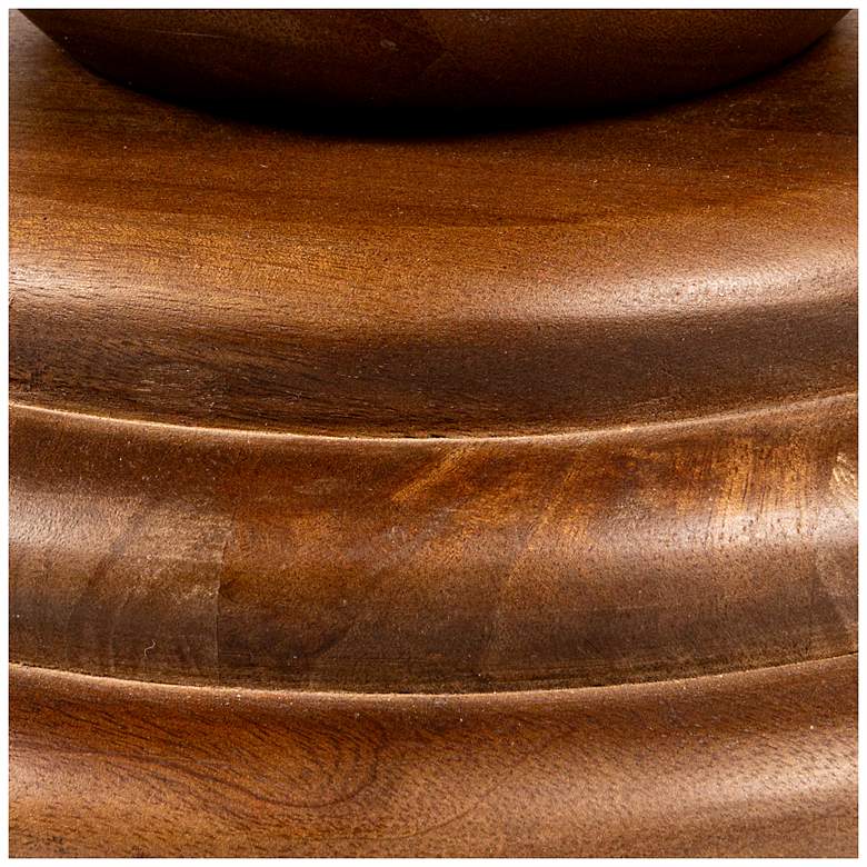 Image 4 Round Mango Wood Bulbed Pedestal End Table, Walnut more views