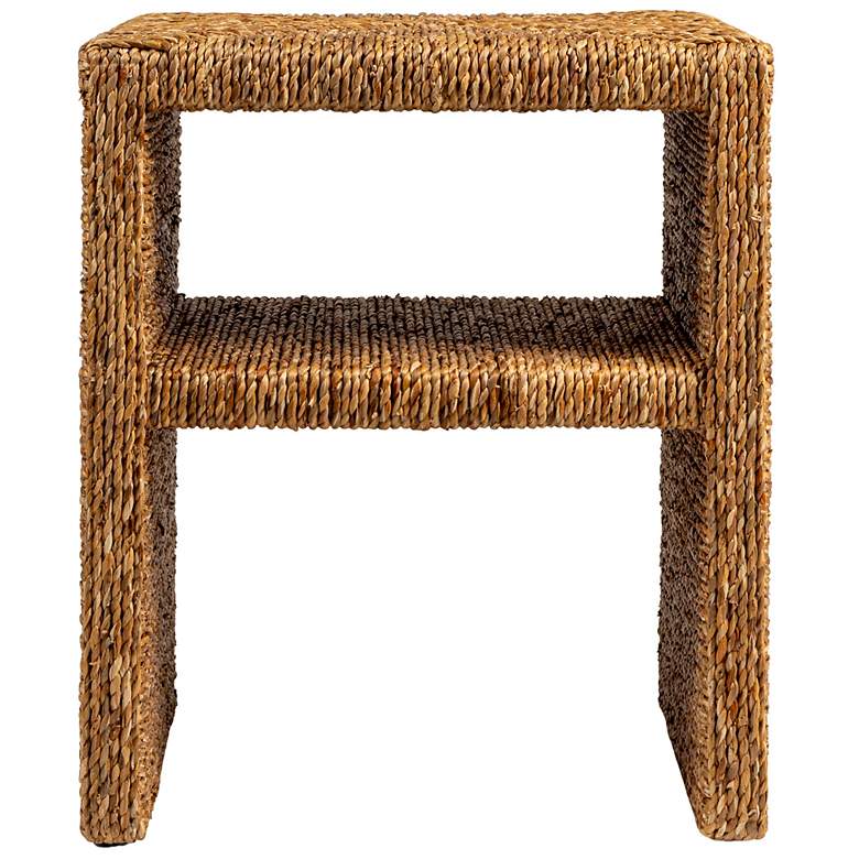 Image 6 Round Mango Wood Bulbed Pedestal End Table, Walnut more views