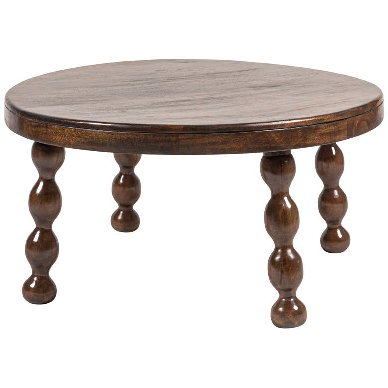 Image 1 Round Mango Wood Coffee Table with Bobbin Legs in Walnut