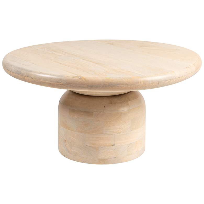 Image 2 Round Mango Wood Coffee Table with Stacked End Grain Base