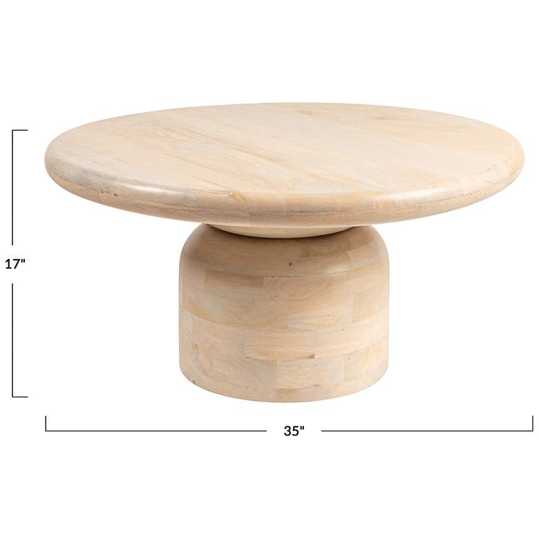 Image 3 Round Mango Wood Coffee Table with Stacked End Grain Base more views