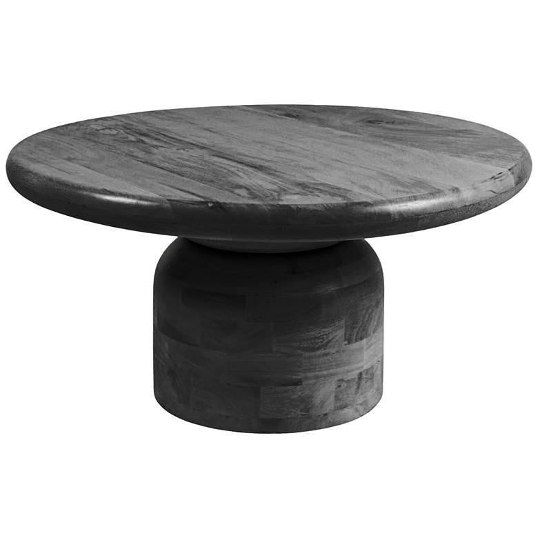 Image 1 Round Mango Wood Coffee Table with Stacked End Grain Base
