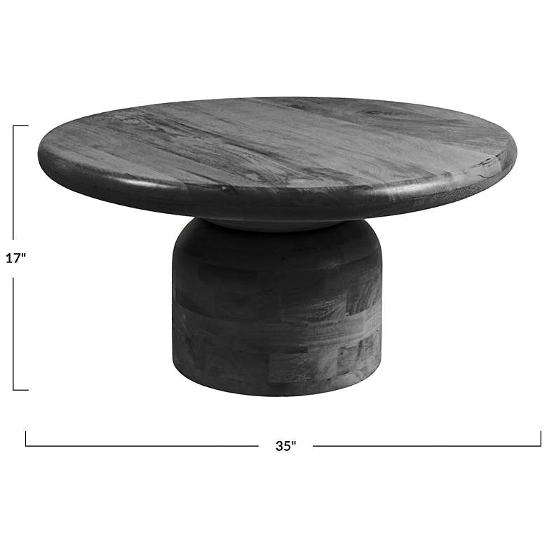 Image 2 Round Mango Wood Coffee Table with Stacked End Grain Base more views