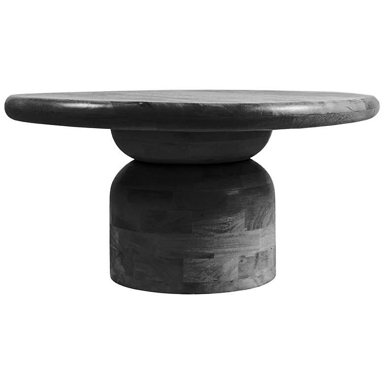 Image 4 Round Mango Wood Coffee Table with Stacked End Grain Base more views
