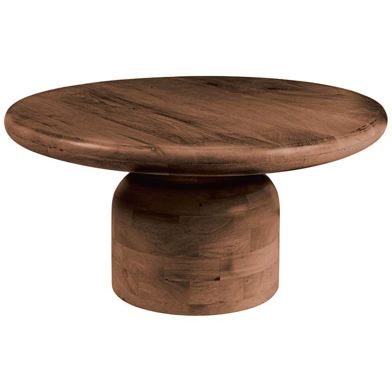 Image 2 Round Mango Wood Coffee Table with Stacked End Grain Base