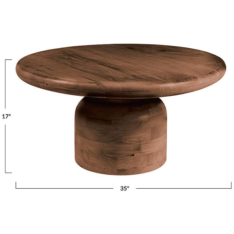 Image 3 Round Mango Wood Coffee Table with Stacked End Grain Base more views