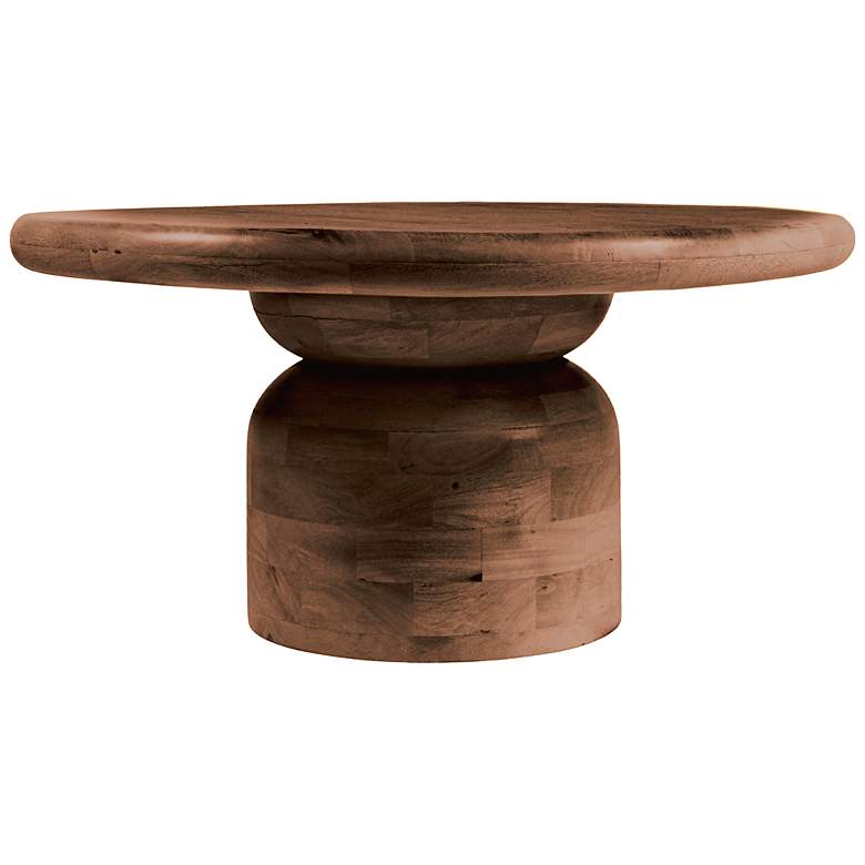 Image 4 Round Mango Wood Coffee Table with Stacked End Grain Base more views