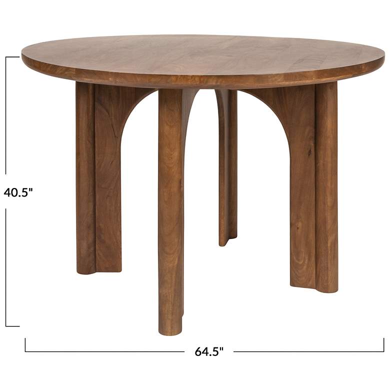 Image 3 Round Mango Wood Dining Table with Arched Base more views