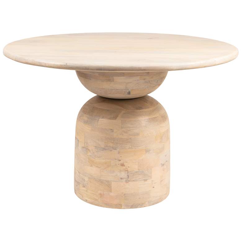 Image 2 Round Mango Wood Dining Table with End Grain Base and Whitewashed Finish