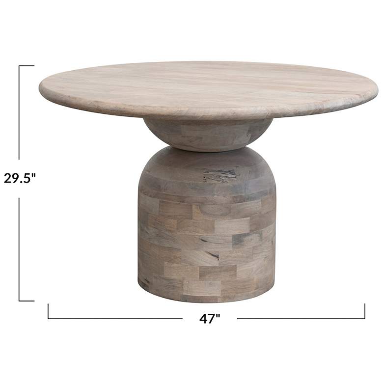 Image 3 Round Mango Wood Dining Table with End Grain Base and Whitewashed Finish more views