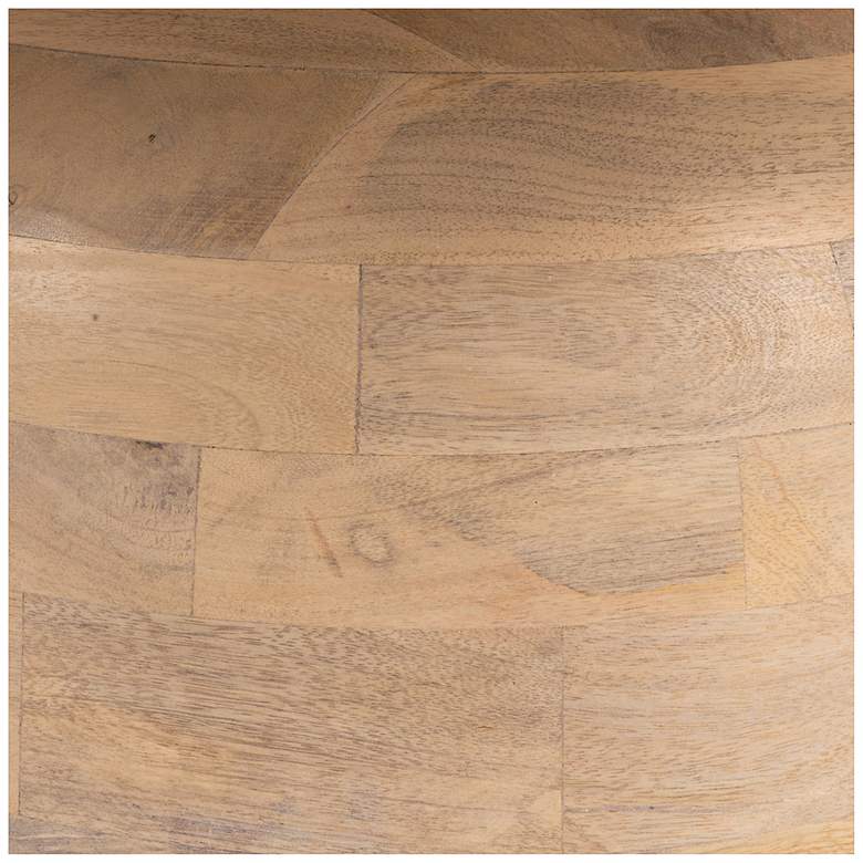 Image 4 Round Mango Wood Dining Table with End Grain Base and Whitewashed Finish more views