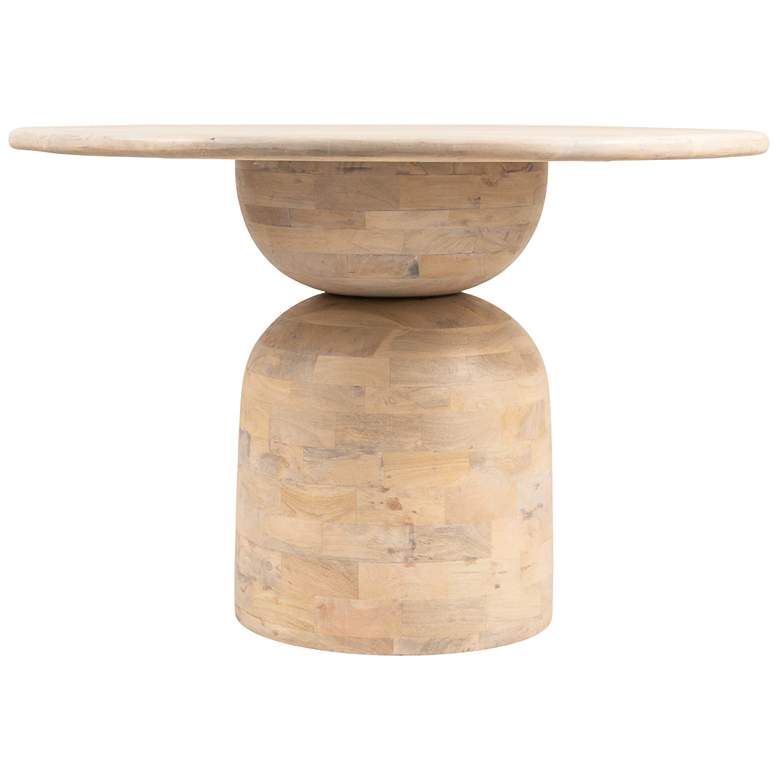 Image 6 Round Mango Wood Dining Table with End Grain Base and Whitewashed Finish more views
