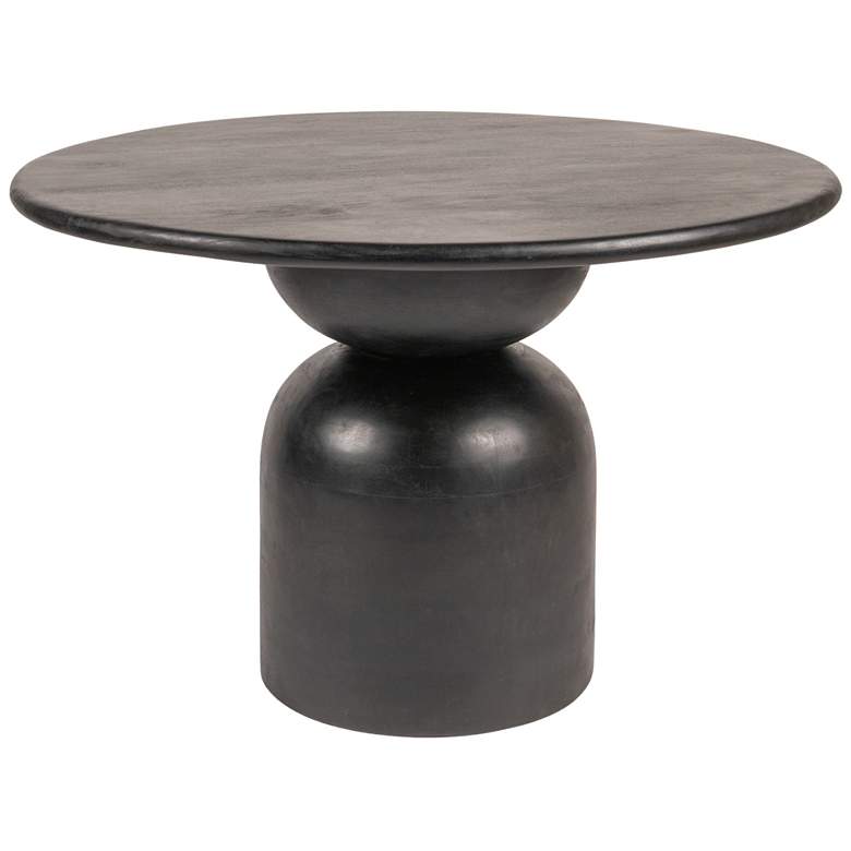 Image 2 Round Mango Wood Dining Table with Stacked End Grain Base and Black Finish