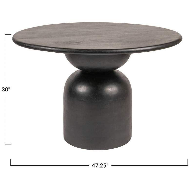 Image 3 Round Mango Wood Dining Table with Stacked End Grain Base and Black Finish more views
