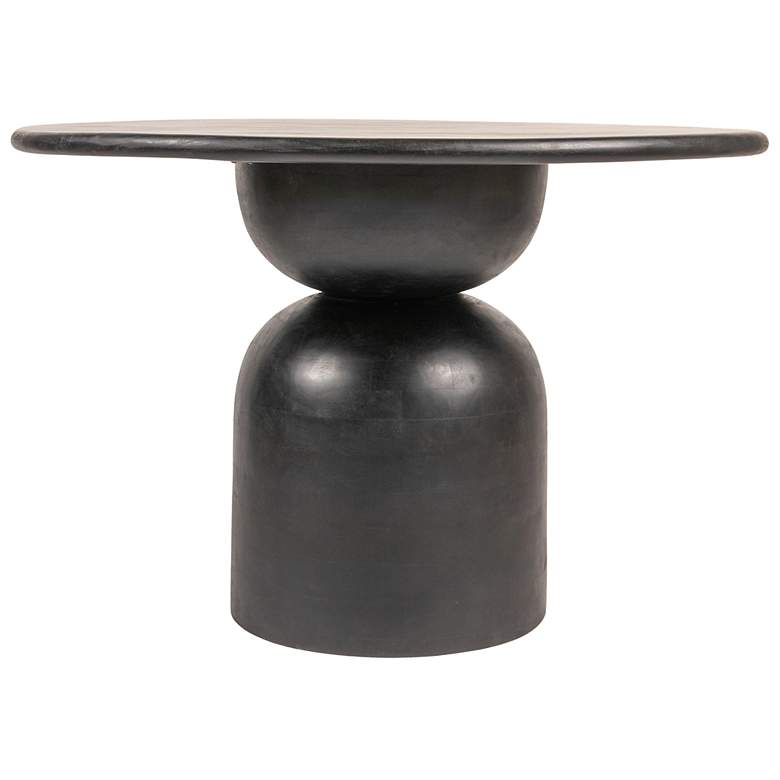 Image 4 Round Mango Wood Dining Table with Stacked End Grain Base and Black Finish more views