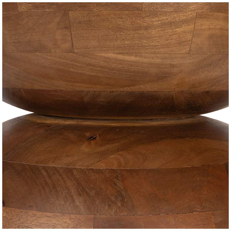 Image 4 Round Mango Wood Dining Table with Stacked End Grain Base and Walnut Finish more views