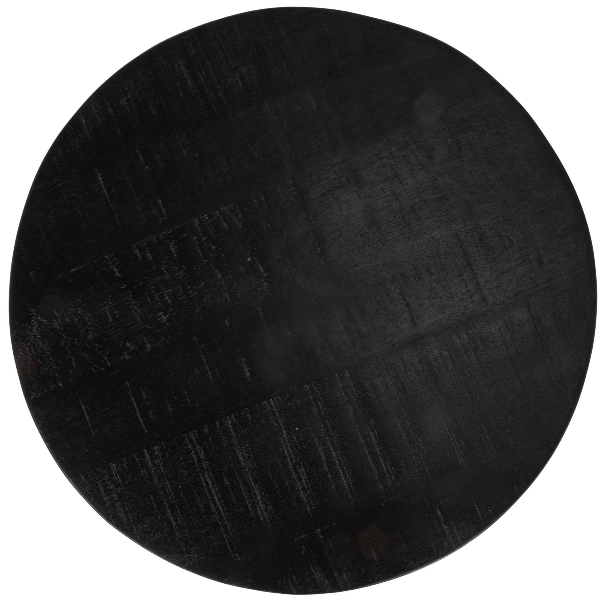 Image 6 Round Mango Wood Drum End Table with Combed Finish, Black more views