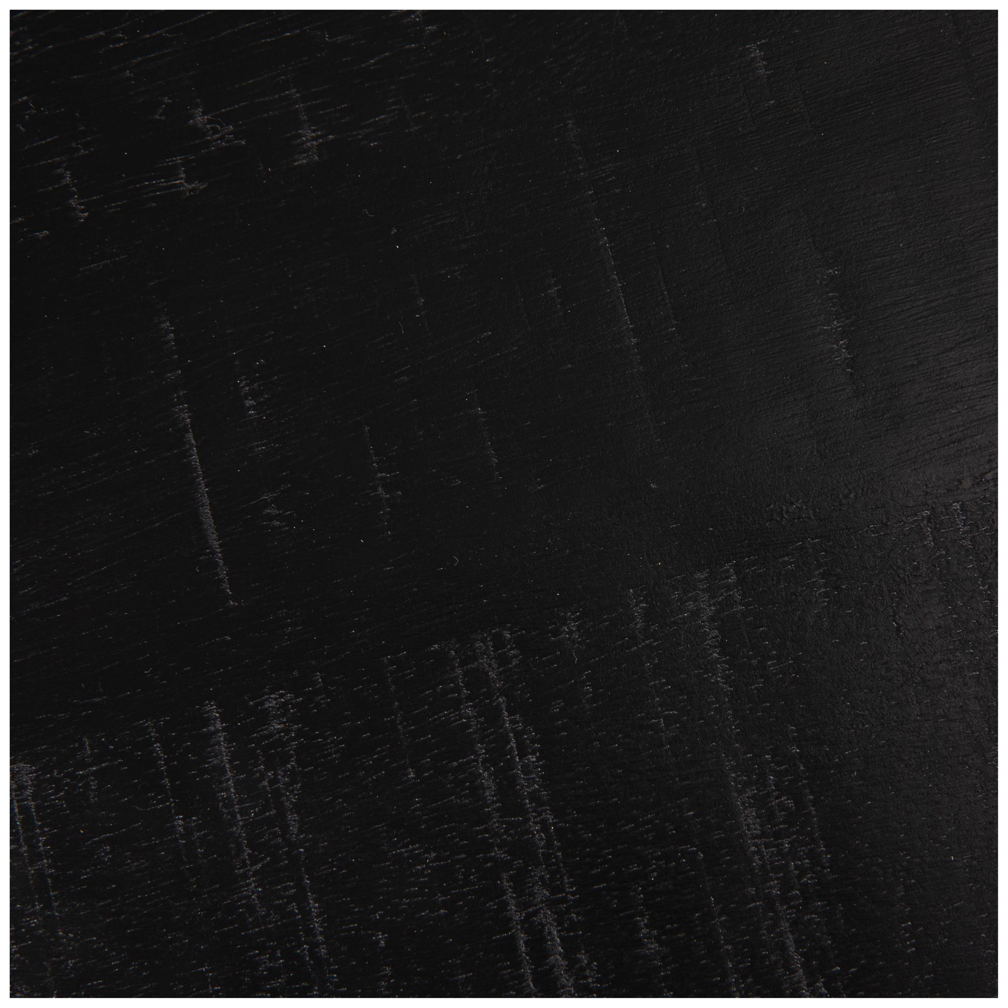 Round Mango Wood Drum End Table with Combed Finish, Black