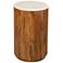 Round Mango Wood Fluted End Table with Marble Top