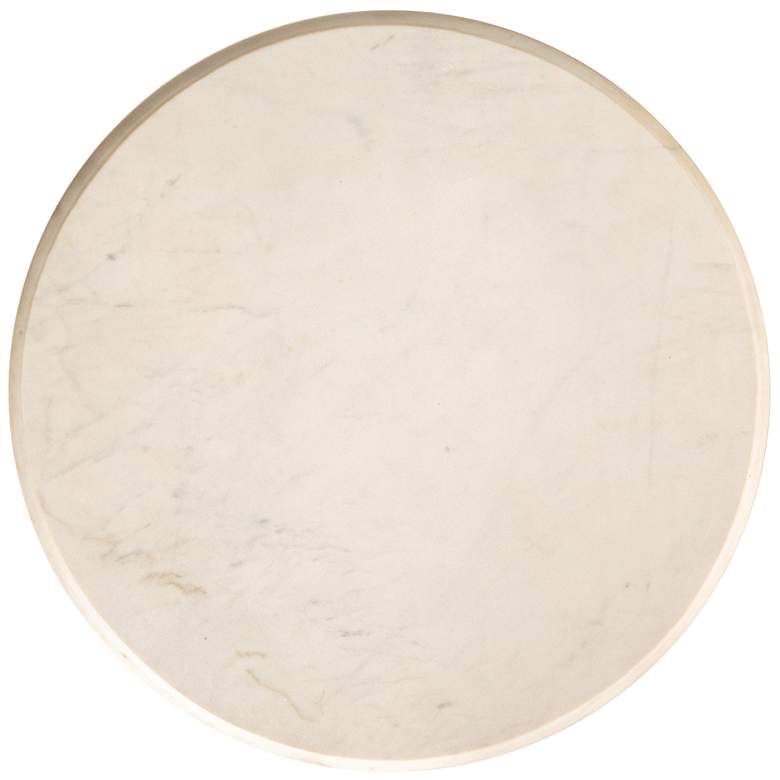 Image 5 Round Mango Wood Fluted End Table with Marble Top more views