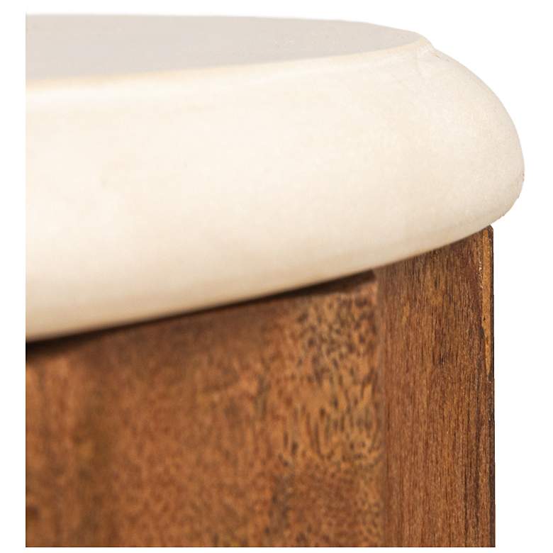 Image 6 Round Mango Wood Fluted End Table with Marble Top more views