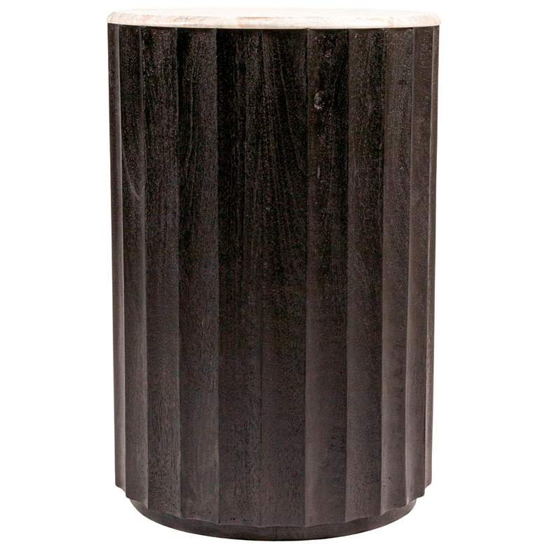 Image 3 Round Mango Wood Fluted End Table with Marble Top more views