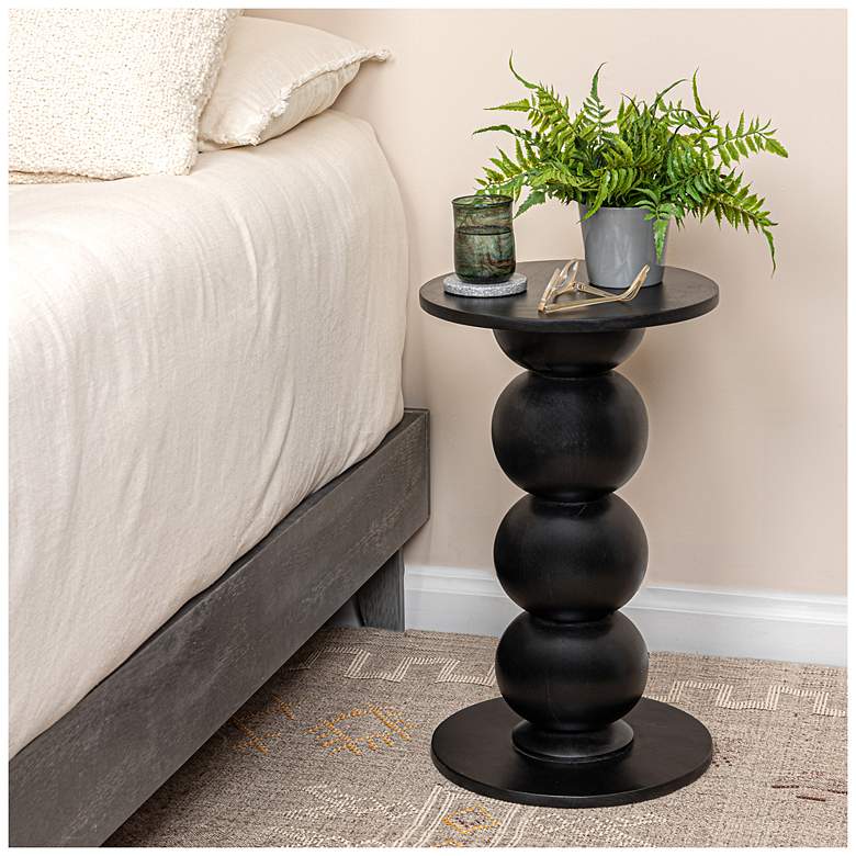 Image 1 Round Mango Wood Over-Sized Bubble End Table, Black