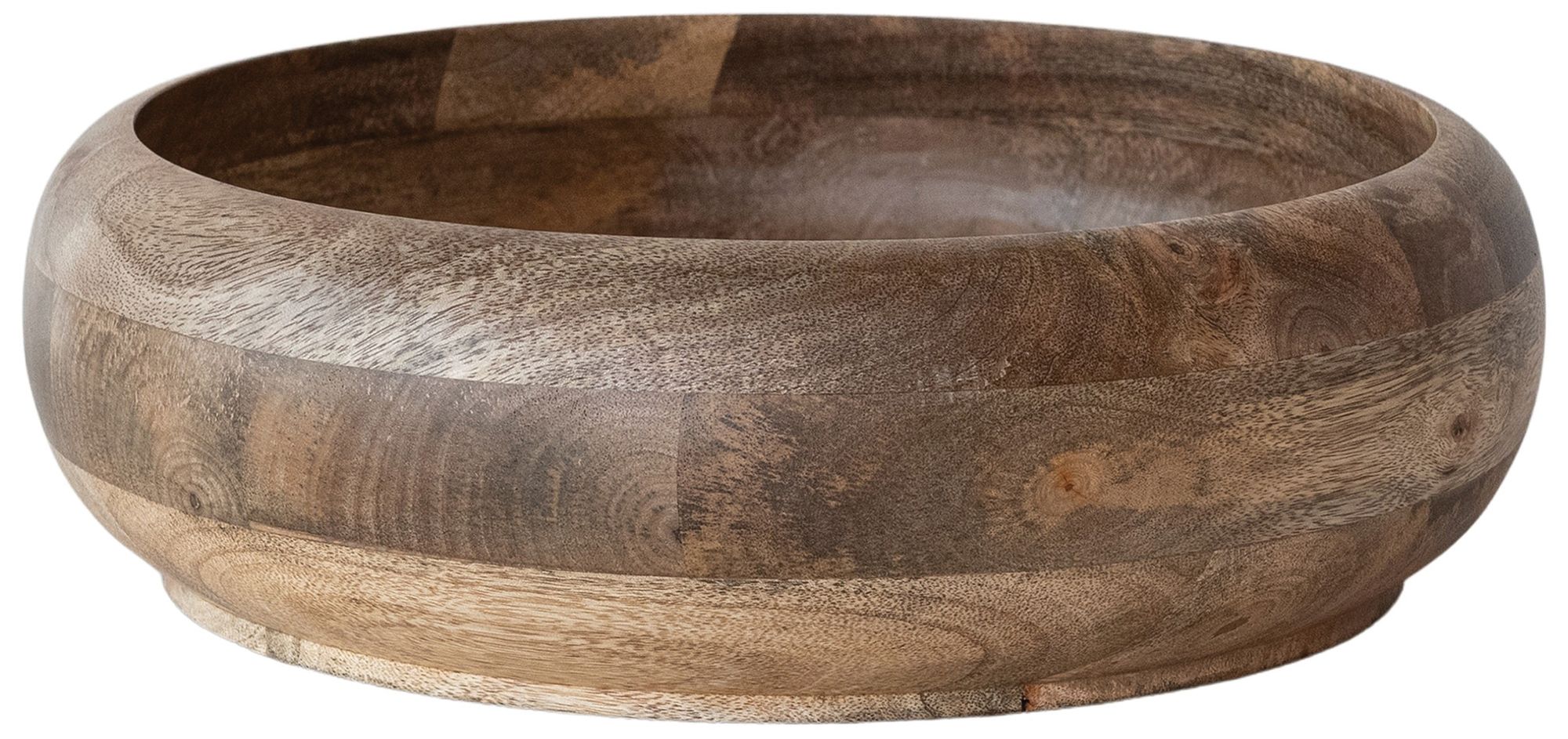 Image 2 Round Mango Wood Serving Bowl, Natural
