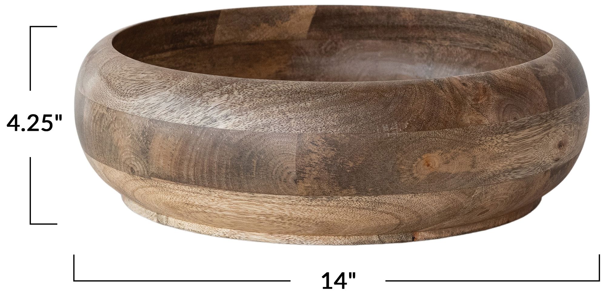 Image 3 Round Mango Wood Serving Bowl, Natural more views