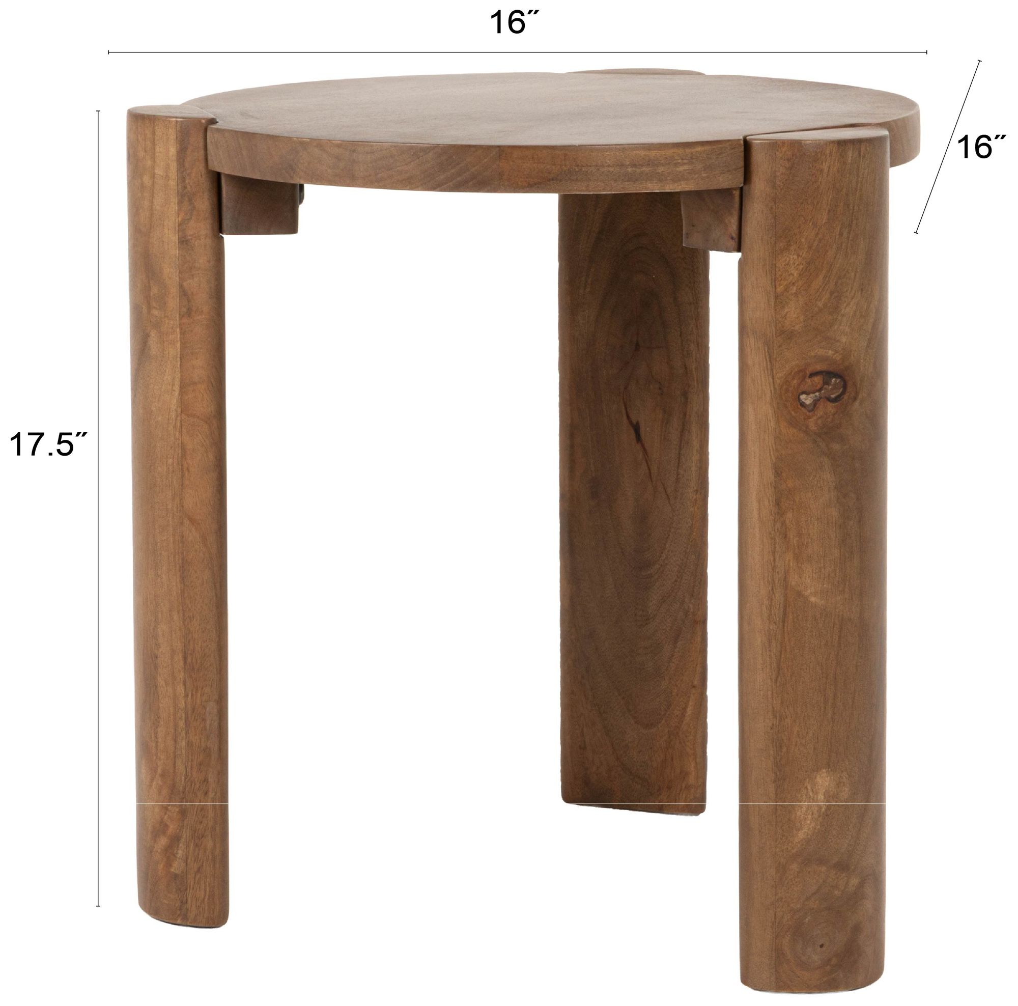 Image 3 Round Mango Wood Side Table, Walnut Finish more views