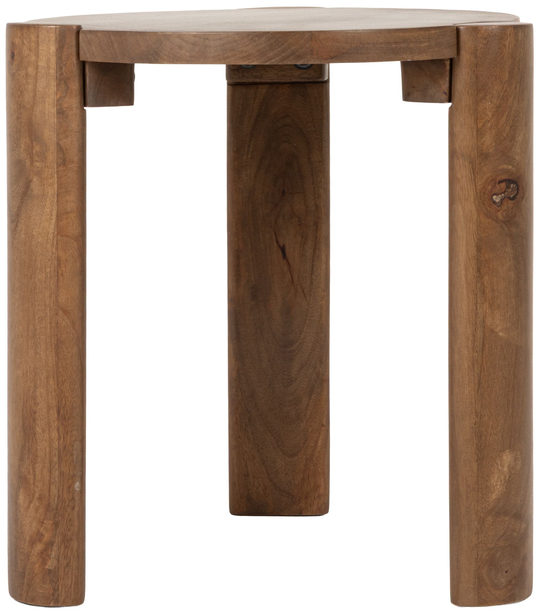 Image 4 Round Mango Wood Side Table, Walnut Finish more views