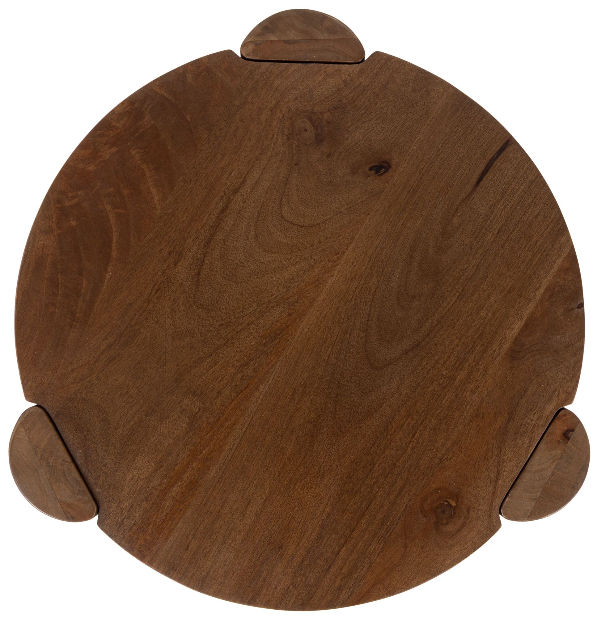 Image 7 Round Mango Wood Side Table, Walnut Finish more views