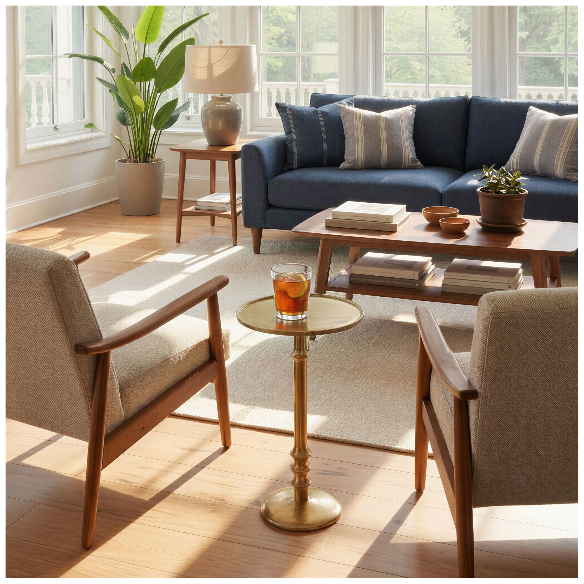 Image 2 Round Metal Pedestal Accent Table, Gold Finish more views