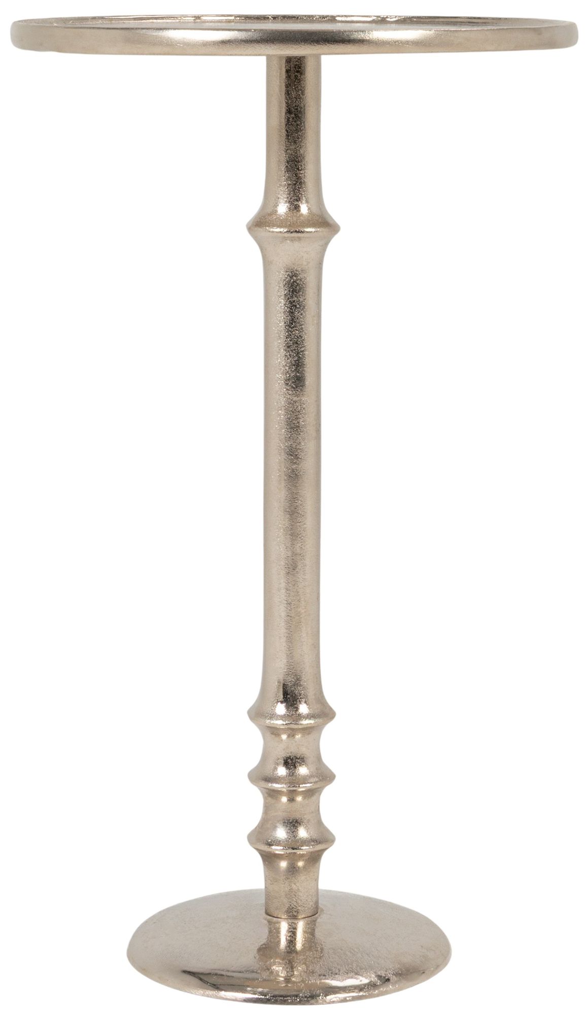 Thumbnail3 of Round Metal Pedestal Accent Table, Nickel Finish more views