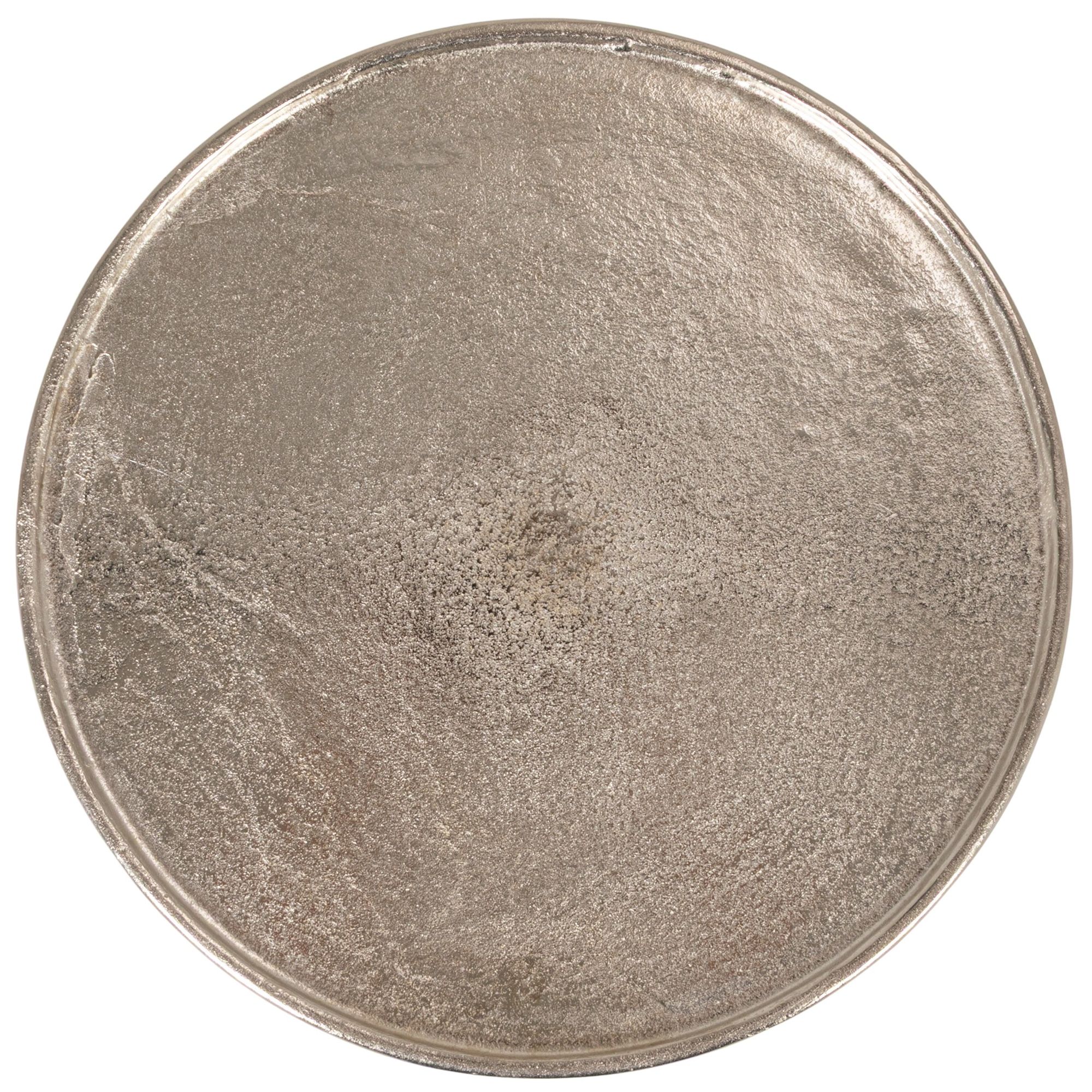 Round Metal Pedestal Accent Table, Nickel Finish