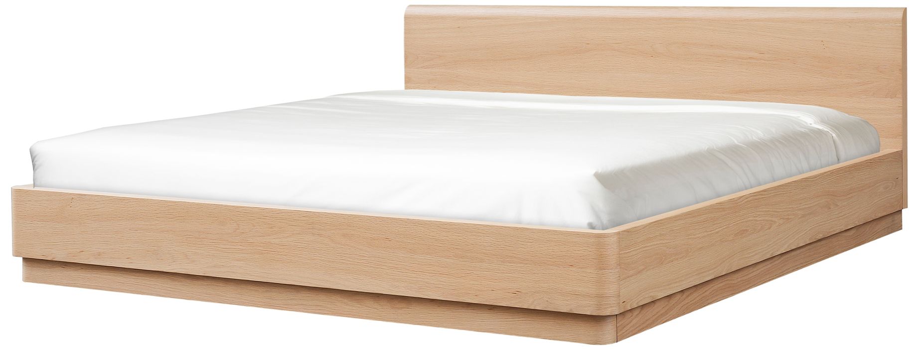 Round Off King Bed Light Oak Brown