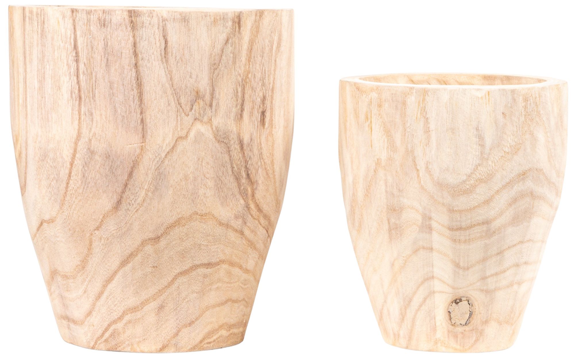 Image 6 Round Paulownia Wood Planters, Natural, Set of 2 more views