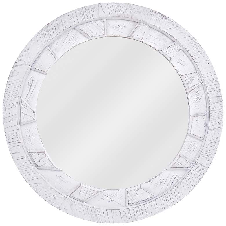Image 1 Round Reflection White 31 1/2 inch Wood Wall Mirror