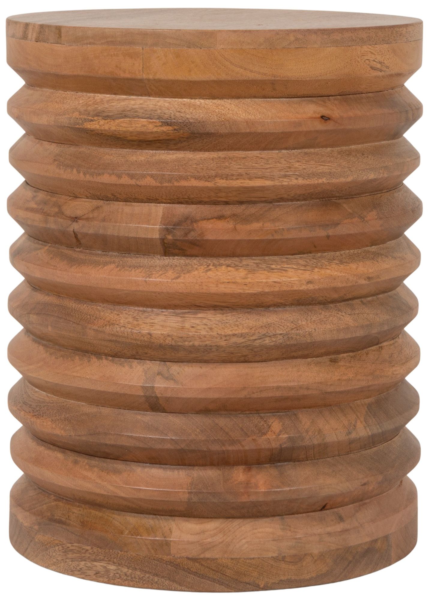 Image 6 Round Ribbed Mango Wood Side Table, Honey Walnut more views